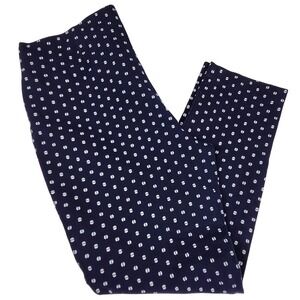 Chicos So Slimming Pants Womens 1.5 Navy Blue White Polka Dot Ankle Stretch Med